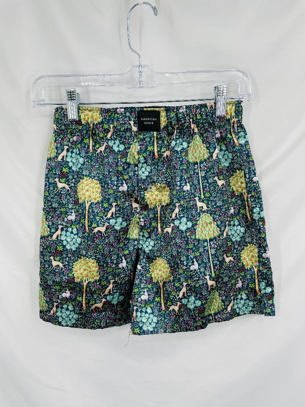 American Eagle Men's Casual Shorts with Tree and Dog Print